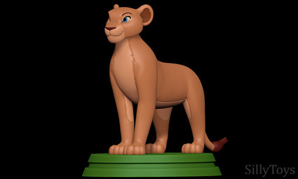 3d_print 4_legs black_background blue_eyes female feral looking_straight paws simple_background smile solo stage sillytoys disney the_lion_king nala_(the_lion_king) felid lion mammal pantherine 3d_(artwork) 3d_model_showcase digital_media_(artwork) hi_res watermark
