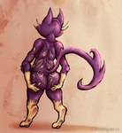 anthro anthrofied butt fur fur_markings hand_on_butt male markings nude pokemorph purple_body purple_fur rear_view solo spots spotted_body spotted_fur standing aliendog6002 nintendo pokemon felid feline generation_5_pokemon liepard mammal pokemon_(species)