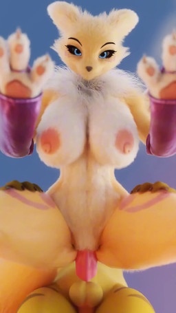 3_fingers abs against_surface all_fours anthro anthro_on_anthro anthro_penetrated anthro_penetrating anthro_penetrating_anthro armwear balls big_breasts black_sclera blue_eyes breasts bridal_gauntlets claws clothing digimorph doggystyle duo erection eyes_closed fangs female female_penetrated fingers fluffy from_behind_position fur genitals hands_on_legs hands_on_thighs looking_at_viewer male male/female male_penetrating male_penetrating_female moan neck_tuft nipples nude nude_anthro nude_female nude_male on_glass open_mouth pawpads penetration penile penile_penetration penis penis_in_vagina pink_penis purple_armwear purple_bridal_gauntlets purple_clothing sex smile smiling_at_viewer spread_legs spreading striped_legs teeth thick_thighs tuft vaginal vaginal_penetration yellow_body yellow_fur springycharna furromantic_(modeler) bandai_namco digimon renamon_(furromantic) springy_(springycharna) digimon_(species) lagomorph leporid mammal rabbit renamon 3d_(artwork) 3d_animation 9:16 animated digital_media_(artwork) hi_res loop no_sound short_playtime webm