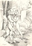 2021 4_toes 5_fingers animal_genitalia anthro aulrich_(kaiserwolves37) balls black_and_white breasts canid canine canis claws dated detailed_background duo embrace feet female fingers forest fox fur genitals graphite_(artwork) hair hand_on_chest hi_res hindpaw humanoid_hands intimate love lyra_(kaiserwolves37) male male/female mammal monochrome multi_tail nature navel nipples nude outdoor_nudity outside paws pencil_(artwork) penis penis_tip plant romantic romantic_ambiance romantic_couple scale_(artist) sheath signature skinny_dipping smile standing tail toe_claws toes tongue tongue_out traditional_media_(artwork) tree water waterfall wet wet_body wet_fur whiskers wolf