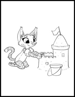 3_toes anthro arm_floatie barefoot big_pupils clothing facial_markings feet female fur head_markings long_tail looking_at_object looking_down markings on_ground one-piece_swimsuit pawpads pointy_ears pupils sand_castle sculpture simple_background sitting smile solo spots spotted_body spotted_fur striped_markings stripes swimwear tail toes young ruffu pepper_in_the_sandbox pepper_(ruffu) felid feline mammal serval digital_drawing_(artwork) digital_media_(artwork) low_res monochrome sketch