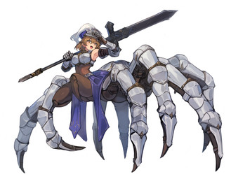 8_legs armor armwear bladed_weapon boob_armor bottomwear breastplate breasts brown_eyes brown_hair carapace_armor clothing couter cuisse detached_sleeves female female_taur flesh_fang footwear furgonomic_bottomwear furgonomic_footwear furgonomics gesture girdle greaves hair hat headgear headwear holding_melee_weapon holding_object holding_weapon knight knight_armor leg_strap looking_at_viewer melee_weapon metal_armor monster_girl_(genre) multi_leg multi_limb one_leg_up open_mouth open_smile plate_armor polearm poleyn raised_leg rerebrace salute simple_background smile solo swordstaff vestigial_legs visor warrior weapon weapon_on_shoulder white_background lansane arachnid arachnid_taur arthropod arthropod_taur humanoid_taur spider spider_taur taur 2024 full-length_portrait portrait shaded