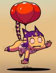 anthro attached_to_balloon balloon balloon_support bandage black_eyes blue_hair bottomless bracelet clothed clothing fangs female floating hair hanging_from_balloon inflatable inflatable_support jewelry looking_down open_mouth short_hair simple_background solo teeth uraeus yellow_background casperahoyo animal_crossing nintendo ankha_(animal_crossing) domestic_cat felid feline felis mammal 2018 absurd_res full-length_portrait hi_res portrait signature unavailable_at_source