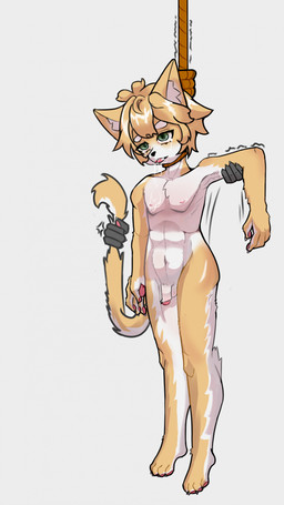 anthro asphyxiation bodily_fluids breasts corpse death disembodied_hand drooling feet fingers flaccid fur genitals hanged holding_arm holding_tail humanoid_genitalia humanoid_penis male male_death navel nipples noose nude pawpads pecs penis rope saliva saliva_string simple_background suicide tail tears toes tongue tongue_out feyesh domestic_cat felid feline felis mammal absurd_res digital_media_(artwork) hi_res