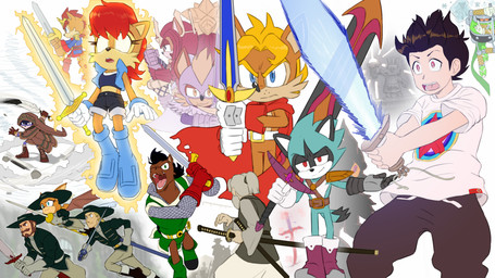 anthro belt black_hair black_nose blonde_hair blue_body blue_fur boots bottomwear brown_body brown_fur brown_hair cape clothed clothed_anthro clothed_female clothed_human clothed_male clothing empty_eyes female floating flying footwear fur green_body green_fur grey_body grey_fur grey_hair group hair hat headgear headwear hood katana laser_sword machine male melee_weapon ninja pants running shirt shoes sword topwear warrior weapon wings joeadok archie_comics sega sonic_the_hedgehog_(archie) sonic_the_hedgehog_(comics) sonic_the_hedgehog_(series) antoine_d'coolette cortez_the_vagabond elias_acorn heavy_shinobi sally_acorn sir_connery bat canid canine canis chipmunk coyote equid equine ground_squirrel horse human mammal robot rodent sciurid 16:9 widescreen