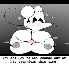 anthro anus blush bodily_fluids butt dialogue dialogue_box disembodied_hand duo looking_back male monotone_body nervous pink_anus solo_focus spread_anus spread_butt spreading steam sweat text thin_tail toony white_body adumbkobold funny_gay_rat mammal murid murine rat rodent absurd_res english_text hi_res