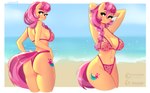 anthro anthrofied beach big_breasts big_butt bikini bikini_thong breasts butt clothing cutie_mark female navel nipples outside seaside solo swimwear translucent translucent_clothing translucent_swimwear two-piece_swimsuit xjenn9 hasbro mlp_g5 my_little_pony sunny_starscout_(mlp) earth_pony equid equine horse mammal pony absurd_res hi_res