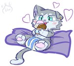 clean_diaper clothed clothing dessert diaper ear_piercing feral food fur grey_body grey_fur ice_cream male piercing simple_background solo wearing_diaper wetness_indicator white_background hangyakuneko domestic_cat felid feline felis mammal hi_res