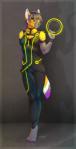 anthro barefoot biped clothing cyberpunk feet female glowing green_eyes identity_disc looking_at_viewer science_fiction solo suit f-r95 tron tron:_legacy canid canine canis mammal wolf 2014 digital_media_(artwork) hi_res