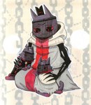 affectionate anthro chain clothed clothing fluffy group male pointy_ears prick_ears red_eyes resting robe sitting trio veil unknown_artist cult_of_the_lamb massive_monster_(studio) aym_(cult_of_the_lamb) baal_(cult_of_the_lamb) narinder red_crown_(cult_of_the_lamb) the_one_who_waits domestic_cat felid feline felis mammal