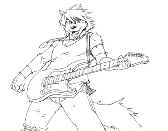 anthro bottomwear clothing denim denim_bottomwear denim_clothing dog_tags electric_guitar guitar hair jeans male musical_instrument pants plucked_string_instrument shirt simple_background smile solo string_instrument tank_top topwear torn_bottomwear torn_clothing torn_jeans torn_pants white_background gamma-g morenatsu kouya_aotsuki canid canine canis domestic_dog husky hybrid mammal nordic_sled_dog spitz black_and_white monochrome