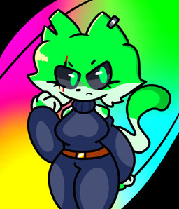 anthro arm_warmers armwear black_sclera breasts clothing ear_piercing eyebrows eyelashes female fur green_body green_eyes green_fur grumpy medium_breasts multicolored_body multicolored_fur piercing scar simple_background simple_coloring solo spots standing sweater topwear turtleneck chipiskully_zzz katy_(chipiskully) domestic_cat felid feline felis ghost mammal spirit 2025 colored digital_drawing_(artwork) digital_media_(artwork) portrait shaded simple_shading three-quarter_portrait