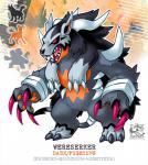 anthro claws fusion group horn red_eyes solo_focus spikes darksilvania nintendo pokemon generation_2_pokemon generation_3_pokemon generation_6_pokemon houndoom mightyena pangoro pokemon_(species) reference_image