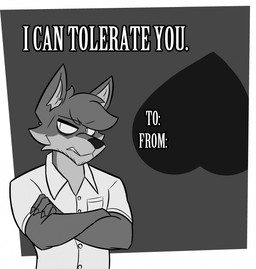 5_fingers :< angry anthro big_ears big_eyes biped black_heart black_nose button_(fastener) cheek_tuft claws clothing collared_shirt crossed_arms dress_shirt eye_bags eyebrow_through_hair eyebrows eyelashes facial_tuft finger_claws fingers five_o'clock_shadow fur grey_background grey_body grey_fur grey_hair grey_inner_ear_fluff hair head_tuft heart_symbol holidays humanoid_hands humor inner_ear_fluff looking_at_viewer male multicolored_body pupils shirt shirt_pocket simple_background slit_pupils snarling snout solo standing text topwear translucent translucent_hair tuft two_tone_body upside_down valentine's_day_card white_clothing white_eyes white_sclera white_shirt white_topwear suitedwolfie valentine's_day k_(suitedwolfie) canid canine canis mammal northwestern_wolf wolf english_text hi_res monochrome