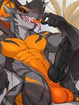 abs anthro balls black_penis erection fangs forked_tongue genitals knot looking_at_viewer male muscular muscular_anthro muscular_male penis snake_hood solo teeth tongue ksfrost reptile scalie snake hi_res