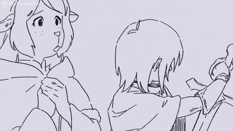 anthro beverage clothing dress duo female freckles hair healing horn male simple_background text white_background meltsmelts deltarune undertale_(series) kris_dreemurr noelle_holiday deer human mammal new_world_deer reindeer 16:9 2025 animated hi_res long_playtime no_sound subtitled video widescreen nonbinary_(lore)