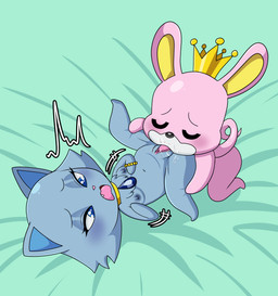 anthro blue_body blue_eyes blue_fur bracelet breasts cheek_tuft chibi clitoris collar crown cunnilingus curled_tail deep_cunnilingus duo eyes_closed facial_markings facial_tuft female fur genitals head_markings headgear jewelry leg_grab lying male male/female markings muzzle_(marking) nipples on_back oral penetration pink_body pink_fur sex shortstack spread_legs spreading tail tongue tongue_out tongue_penetration tuft vaginal ninotrash jewelpet sanrio sega sega_fave king_(jewelpet) lapis_(jewelpet) bulldog canid canine canis domestic_cat domestic_dog felid feline felis mammal mastiff molosser russian_blue absurd_res hi_res