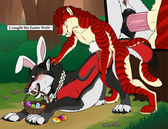 animal_genitalia animal_vulva anthro anthro_on_feral anthro_penetrating anthro_penetrating_feral anus ass_up balls basket bestiality big_fangs black_vulva blue_eyes canine_genitalia canine_vulva container cutaway duo erection fangs female female_feral female_penetrated feral feral_penetrated from_behind_position fur genitals green_eyes half-closed_eyes interspecies larger_female larger_feral larger_penetrated looking_back looking_pleasured male male/female male_anthro male_on_feral male_penetrating male_penetrating_female narrowed_eyes nude open_mouth outside penetration penetration_close-up penile penile_penetration penis penis_in_vagina pink_penis plant quadruped red_anus red_body red_fur rock sex shrub side_view size_difference smaller_anthro smaller_male speech_bubble standing teeth tree vaginal vaginal_penetration vulva yellow_balls yellow_body yellow_fur killthe_demon angel_(velvetvlade) keda_(yipsky) canid canine felid mammal hi_res
