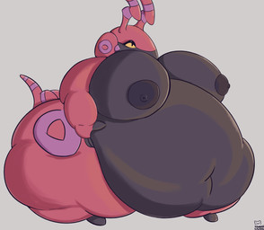 anthro big_breasts breasts female morbidly_obese morbidly_obese_anthro morbidly_obese_female obese obese_anthro obese_female overweight overweight_anthro overweight_female solo volume_(artist) nintendo pokemon arthropod generation_5_pokemon pokemon_(species) scolipede absurd_res hi_res
