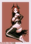 big_butt biped breasts butt female genitals hair holding_butt humanoid_pointy_ears looking_back nipples not_furry pointy_ears pupils pussy red_hair solo flou humanoid hi_res