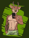 anthro arm_tattoo clothed clothing male scar selfie solo tattoo topless fanakfurry sharlow deer mammal 3:4 hi_res