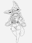 anthro big_forearms camel_toe clothed clothing female flat_chested fluffy fluffy_ears fluffy_tail forearms hair headgear headwear legwear long_hair looking_away pantsless smug solo tail thick_thighs thigh_highs thong underwear mklxiv epic_games fortnite made_in_abyss nanachi mammal narehate 2021 digital_media_(artwork) hatching_(art) hi_res monochrome shaded signature