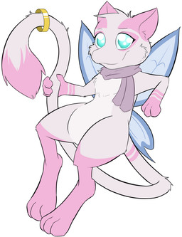 accessory ambiguous_gender belly feral floating fluffy fluffy_tail furgonomics holding_tail insect_wings jewelry looking_at_viewer markings ring scarf smile smiling_at_viewer solo tail tail_accessory tail_jewelry tail_ring teal_eyes wings kerilyn fakemon nintendo pokemon celes_nyx fan_character generation_1_pokemon legendary_pokemon mew_(pokemon) pokemon_(species) 2022 hi_res trans_(lore)