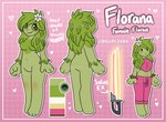 breasts daisy_(flower) female florana_terron flower green_body leaf leaves_on_body nude pink_background plant plasma_sword simple_background solo white_flower stardustfoxart starbound elemental_creature elemental_humanoid flora_fauna floran humanoid plant_humanoid model_sheet