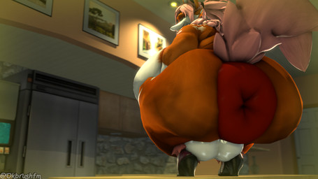 anthro anus balls balls_deep big_anus big_breasts big_butt breasts butt clothing crouching footwear genitals gynomorph high_heels huge_anus huge_breasts huge_butt hyper hyper_anus intersex kitchen legwear looking_at_viewer mature_intersex penetration puffy_anus shoes solo tail ok_bruh canid canine fox mammal 16:9 3d_(artwork) digital_media_(artwork) hi_res source_filmmaker_(artwork) widescreen