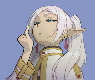 5_fingers blue_background blue_eyes bodily_fluids clothed clothed_female clothed_humanoid clothing dried_nasal_mucus ear_piercing eyebrow_through_hair eyebrows eyelashes female female_humanoid fingers frown gem grey_eyebrows grey_hair hair half-closed_eyes humanoid_pointy_ears jacket light long_hair looking_at_dried_nasal_mucus low-angle_view narrowed_eyes not_furry open_frown open_mouth piercing pigtails pointy_ears ruby_(gem) simple_background snot solo tan_body tan_skin topwear translucent translucent_hair white_clothing white_jacket white_mouth white_topwear drazebot frieren_beyond_journey's_end frieren_looking_up frieren elf humanoid 2025 bust_portrait digital_drawing_(artwork) digital_media_(artwork) english_description hi_res lighting meme portrait redraw shaded