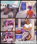 airport anthro canid canine canis cantando_pollas dialogue domestic_dog duo english_text fox german_shepherd herding_dog hi_res male male/male mammal pastoral_dog stare sukifox text vacation