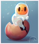 ambiguous_gender blue_background egg floating simple_background simple_eyes solo translucent translucent_body white_body yolk feefal egg_creature hi_res