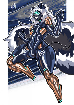 anthro black_body black_bodysuit black_clothing black_fur black_latex black_skinsuit blue_eyes bodysuit bulge clothed clothed_anthro clothed_male clothing femboy fluffy fluffy_tail fur hair latex latex_bodysuit latex_clothing latex_skinsuit looking_at_viewer male multicolored_body multicolored_fur science_fiction skinsuit solo tail thick_thighs tight_clothing two_tone_body two_tone_fur visor white_body white_fur white_hair jooshy mammal mephitid skunk 2025 hi_res
