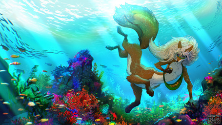 black_nose black_tail_tip claws coral_reef countershade_torso countershading dipstick_tail eyewear feet fingers fur goggles hair holding_object leg_markings male markings multi_tail paws smile socks_(marking) solo tail tail_markings toes underwater water araivis-edelveys brad_swiftfur ambient_fish ambient_sealife anthozoan aquatic canid canid_taur canine canine_taur cnidarian coral fox fox_taur mammal mammal_taur taur 2026 digital_drawing_(artwork) digital_media_(artwork) hi_res