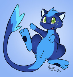 andromorph anus blue_body blue_fur cosmic_hair ethereal_hair feathers feral floating fur genitals gesture intersex pawpads paws smile smiling_at_viewer solo spread_legs spreading star tail tail_feathers vulva waving waving_at_viewer kerilyn nintendo pokemon generation_1_pokemon legendary_pokemon mew_(pokemon) pokemon_(species) 2025 hi_res