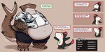 aloha_shirt anthro arm_tattoo belly belly_grab big_belly big_fin biped brown_body claws clothed clothing countershading dialogue duo excited fin fin_tattoo gameplay_mechanics holding_belly ill_fitting_clothing leg_tattoo male markings monotone_background navel obese obese_male overweight overweight_male pattern_clothing pattern_shirt pattern_topwear red_markings shirt simple_background size_difference standing stats tail_tattoo tank_top tattoo temporary_tattoo text toe_claws topwear weight_gain white_clothing white_shirt white_tank_top white_topwear gritzoz grand_theft_auto grand_theft_auto:_san_andreas rockstar_games carl_johnson gritzy_(gritzoz) fish marine shark 2021 cel_shading english_text hi_res shaded soft_shading