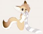 anthro female fur scarf simple_background solo tan_body tan_fur white_background taykoe canid canine fennec_fox fox mammal true_fox