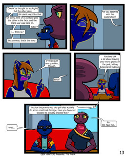 bench blind clothing cochlear_implant_processor deaf dialogue disability eyewear female furniture jacket kerchief shirt sofa sunglasses tank_top text topwear window baristagamerproductions ada_(gem_hunters) phoebe_(gem_hunters) queenie_(gem_hunters) canid canine felid feline mammal reptile scalie snake 4:5 absurd_res comic english_text hi_res