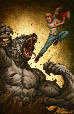 abs abstract_background action_pose angry anthro attack axe biceps big_muscles blonde_hair bodily_fluids bottomwear brown_nose claws clothed clothing destruction duo fangs fist flexing footwear fur glowing glowing_eyes grey_body grey_fur hair huge_muscles jumping long_hair male melee_weapon muscular no_pupils open_mouth pants pecs pose red_clothing red_eyes red_footwear red_shoes saliva sharp_teeth shirt shoes size_difference teeth tongue tongue_out topless topwear vein weapon artmunki joe_ng mythology canid canine human mammal mythological_canine mythological_creature werecanid werecanine werecreature werewolf digital_media_(artwork)