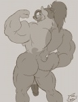 anthro backsack balls biceps big_butt big_muscles big_penis biped butt flexing flexing_bicep genitals half-erect humanoid_genitalia humanoid_penis looking_at_viewer looking_back looking_back_at_viewer male muscular muscular_anthro muscular_male nude penis pose rear_view solo tail wide_hipped_male wide_hips juano ziude_(character) canid canine canis domestic_dog mammal wolf bad_metadata missing_sample