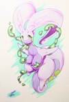 antennae_(anatomy) anthro blush blush_lines breasts convenient_censorship eyelashes female green_eyes looking_at_viewer open_mouth purple_body simple_background slime solo tail 025aki nintendo pokemon generation_6_pokemon goodra pokemon_(species) 2025 absurd_res dated hi_res signature