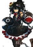 black_clothing black_dress black_hair chain clothed clothing crown dress female hair headgear looking_at_viewer not_furry sharp_teeth solo super_crown teeth kaamin bowsette_meme mario_bros nintendo chompette princess_chain_chomp humanoid hi_res meme tagme