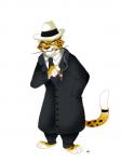 angry anthro cigar clothed clothing male simple_background smoking solo standing white_background lettup disney zootopia fan_character felid jaguar mammal pantherine