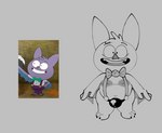 anthro biped bow_tie bulge clothing male navel nipples slightly_chubby solo suspenders underwear young elderdavecrave harvey_beaks nickelodeon bat mammal 2021