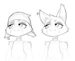 :3 anthro beanie clothed clothing ear_piercing female fur hair hat headgear headwear inner_ear_fluff mottled noseless piebald piercing simple_background smile solo tuft w4g4 epic_games fortnite meow_skulls calico_cat domestic_cat felid feline felis mammal 2024 black_and_white digital_media_(artwork) hi_res monochrome portrait sketch three-quarter_portrait