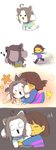 allergy anthro cuddling duo hair hug male running simple_background sitting white_background white_body unknown_artist undertale undertale_(series) temmie_(undertale) human mammal tem hi_res