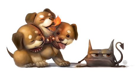 3_heads 4_fingers 4_toes breath breath_powers brown_body brown_collar brown_eyes brown_fur brown_tail collar collar_ring duo elemental_manipulation eyes_closed fangs feet feral fingers fire fire_breathing fire_manipulation front_view frown fur grey_body grey_tail holding_leash holding_object horn leash male multi_head multicolored_body multicolored_fur open_mouth panting simple_background smile snout spade_tail spiked_collar spikes studded_collar studs tail tan_body tan_fur teeth toes tongue tongue_out two_tone_body two_tone_fur white_background white_body white_fur wishbone_mouth young young_feral silverfox5213 european_mythology greek_mythology mythology canid canid_demon canine canis cerberus demon domestic_dog hellhound mammal mythological_canine mythological_creature 2012 digital_media_(artwork) full-length_portrait portrait