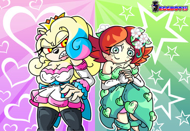 anthro clothing crown duo ear_piercing female flower hair headgear piercing plant eggbot15 sega sonic_the_hedgehog_(series) sonic_x fan_character princess_(eggbot15) starla_(eggbot15) elemental_creature eulipotyphlan flora_fauna hedgehog mammal seedrian absurd_res digital_media_(artwork) hi_res