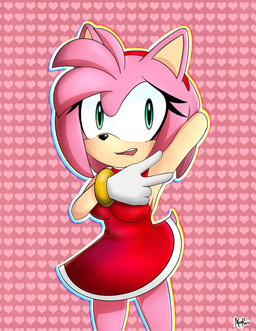 accessory anthro armpit_fetish big_breasts black_nose bracelet breasts clothed clothing dress eyelashes female front_view fur gloves green_eyes hair hair_accessory hairband hand_behind_head handwear head_tuft heart_background jewelry looking_at_viewer open_mouth pink_background pink_body pink_fur pink_hair red_clothing red_dress short_hair simple_background solo tan_body tan_fur tuft white_clothing white_gloves white_handwear xenrevv sega sonic_the_hedgehog_(series) amy_rose eulipotyphlan hedgehog mammal hi_res