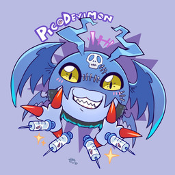 colored_nails feral male nails smile smirk solo syringe wings yellow_eyes slayer_dramonz bandai_namco digimon demidevimon digimon_(species) 1:1